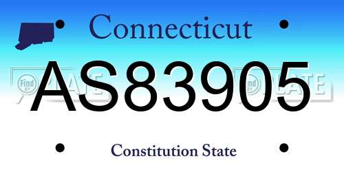 AS83905 Connecticut License Plate