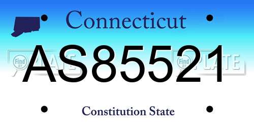 AS85521 Connecticut License Plate