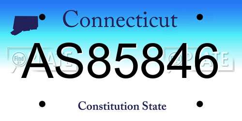 AS85846 Connecticut License Plate