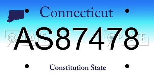 AS87478 Connecticut License Plate