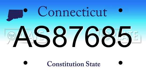 AS87685 Connecticut License Plate