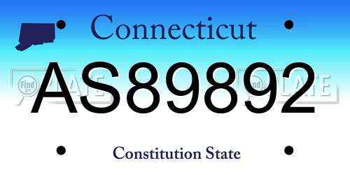 AS89892 Connecticut License Plate