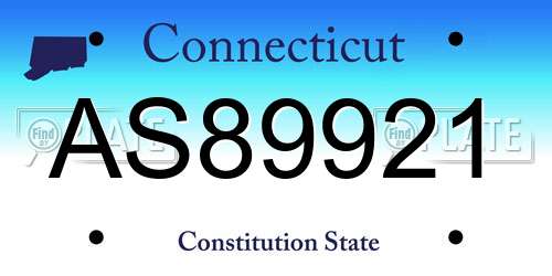 AS89921 Connecticut License Plate