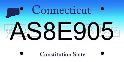 AS8E905 Connecticut License Plate