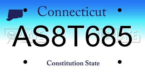 AS8T685 Connecticut License Plate