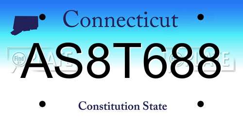 AS8T688 Connecticut License Plate