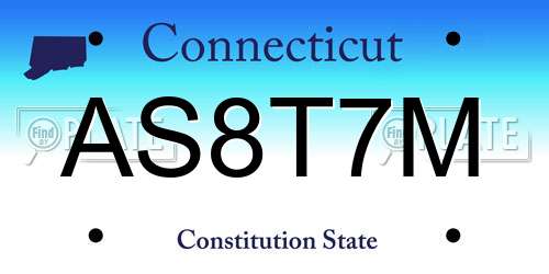 AS8T7M Connecticut License Plate