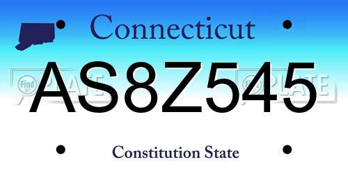 AS8Z545 Connecticut License Plate