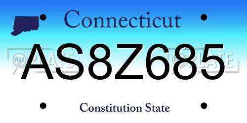 AS8Z685 Connecticut License Plate
