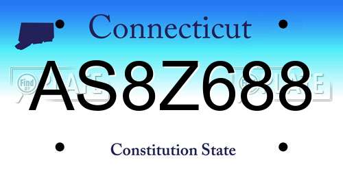 AS8Z688 Connecticut License Plate