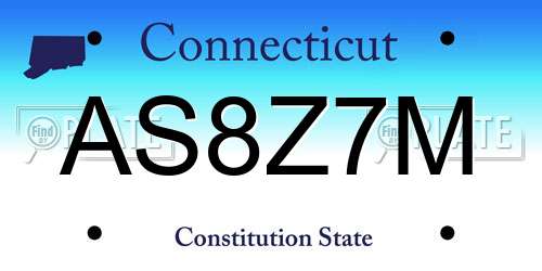 AS8Z7M Connecticut License Plate