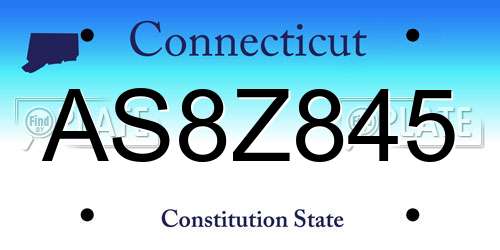 AS8Z845 Connecticut License Plate