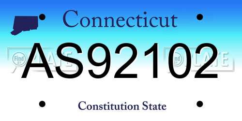 AS92102 Connecticut License Plate