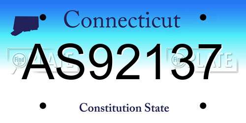 AS92137 Connecticut License Plate