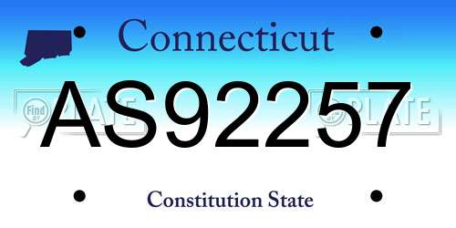 AS92257 Connecticut License Plate