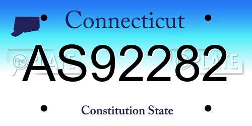 AS92282 Connecticut License Plate