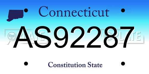 AS92287 Connecticut License Plate