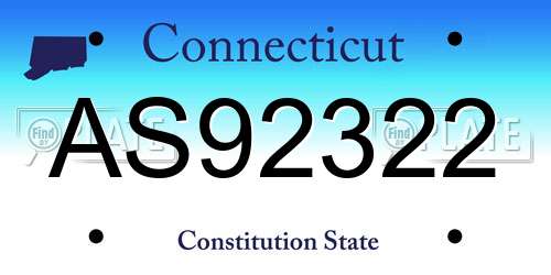 AS92322 Connecticut License Plate