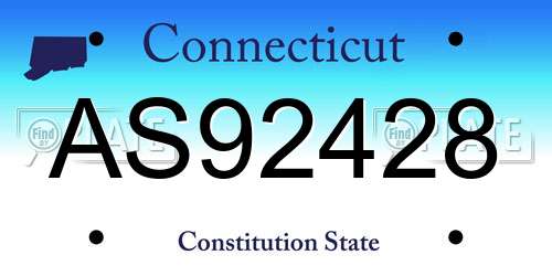 AS92428 Connecticut License Plate