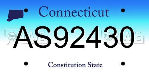 AS92430 Connecticut License Plate