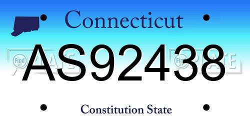 AS92438 Connecticut License Plate