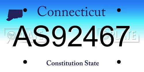 AS92467 Connecticut License Plate