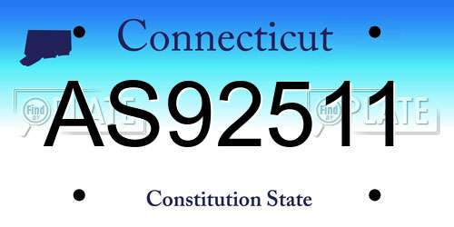 AS92511 Connecticut License Plate