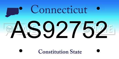 AS92752 Connecticut License Plate