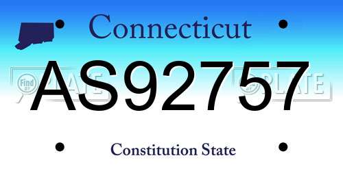 AS92757 Connecticut License Plate