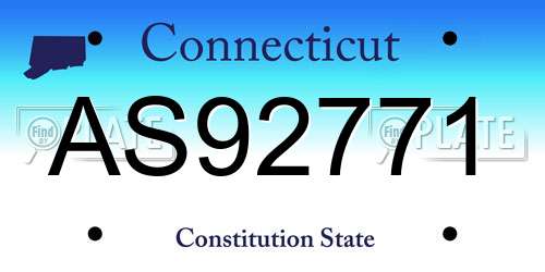 AS92771 Connecticut License Plate