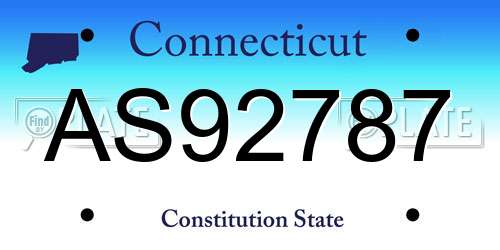 AS92787 Connecticut License Plate