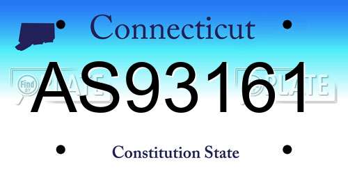 AS93161 Connecticut License Plate