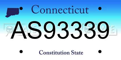 AS93339 Connecticut License Plate