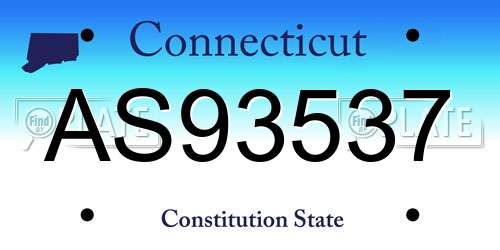 AS93537 Connecticut License Plate
