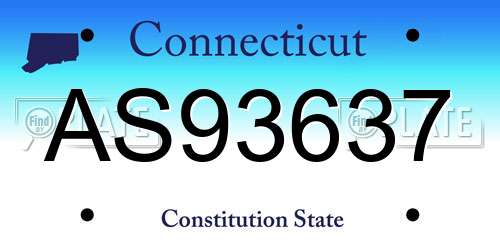 AS93637 Connecticut License Plate
