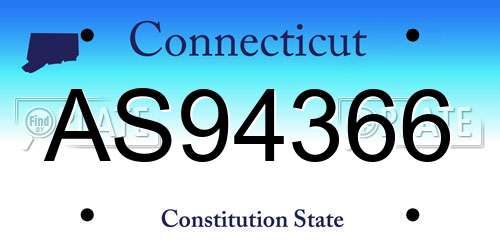 AS94366 Connecticut License Plate