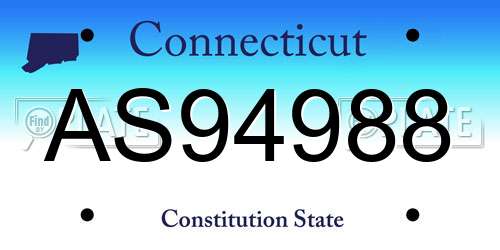 AS94988 Connecticut License Plate