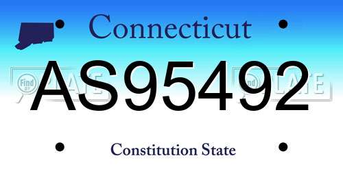 AS95492 Connecticut License Plate