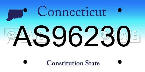 AS96230 Connecticut License Plate