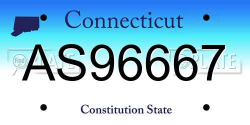AS96667 Connecticut License Plate