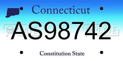 AS98742 Connecticut License Plate