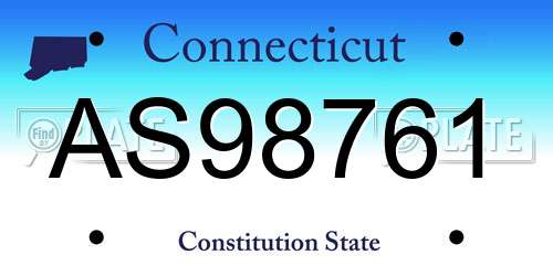 AS98761 Connecticut License Plate