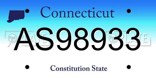 AS98933 Connecticut License Plate