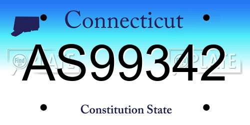 AS99342 Connecticut License Plate