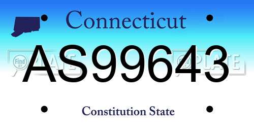 AS99643 Connecticut License Plate