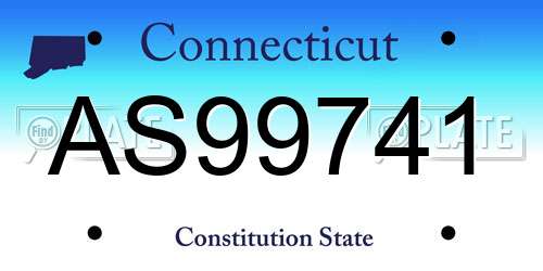 AS99741 Connecticut License Plate