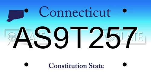 AS9T257 Connecticut License Plate