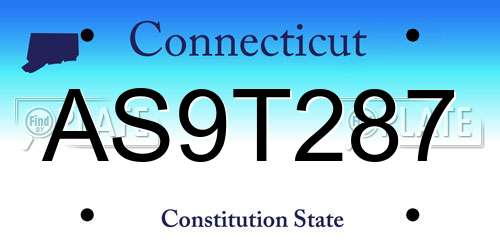 AS9T287 Connecticut License Plate
