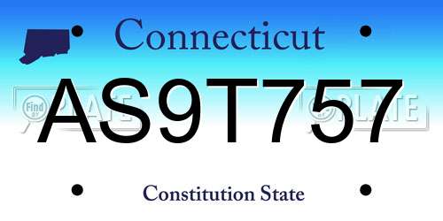 AS9T757 Connecticut License Plate
