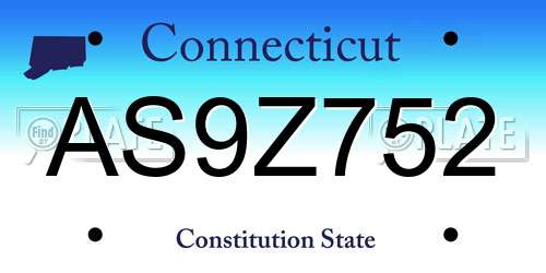 AS9Z752 Connecticut License Plate